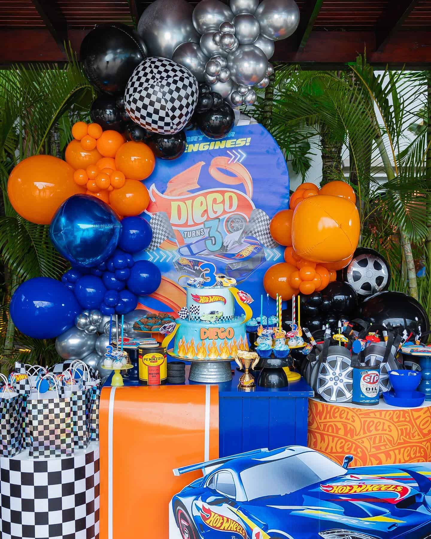 Ultimate Hot Wheels Party Table with Tropical Vibes