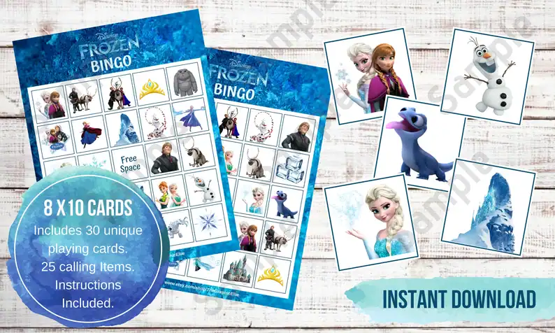 Printable Frozen bingo game cards.