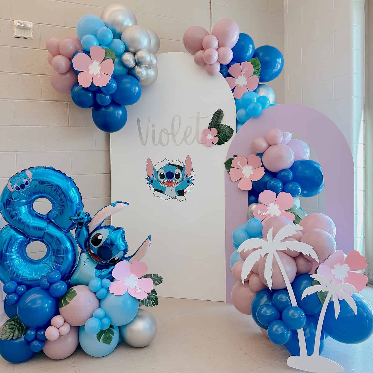 Blue and Pink Stitch Photo Backdrop