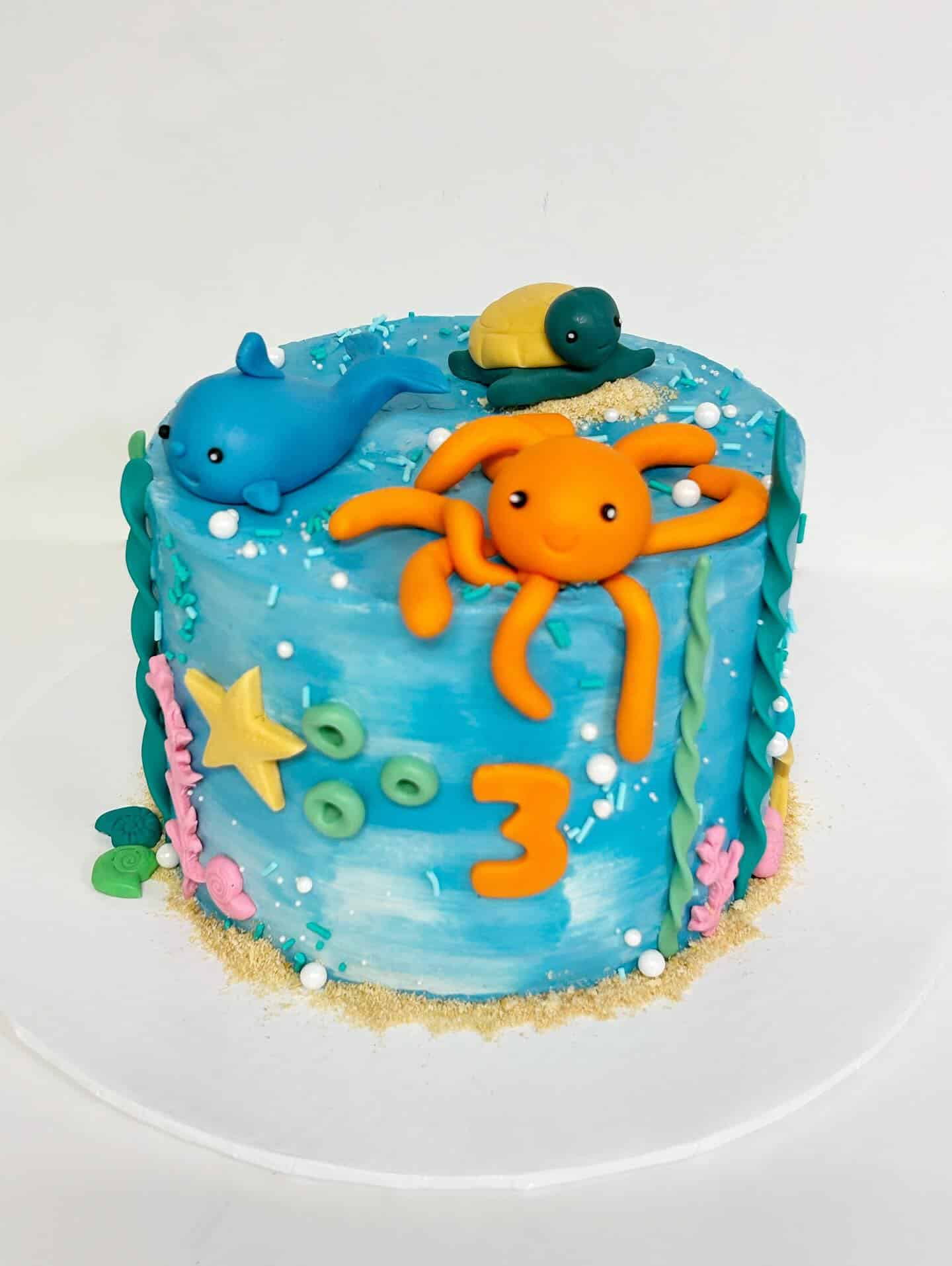Bright Ocean Animal Birthday Cake