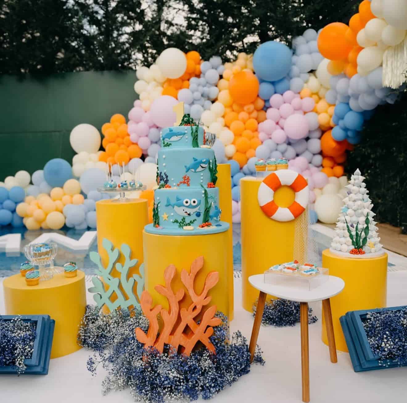Colorful Baby Shark Dessert Table