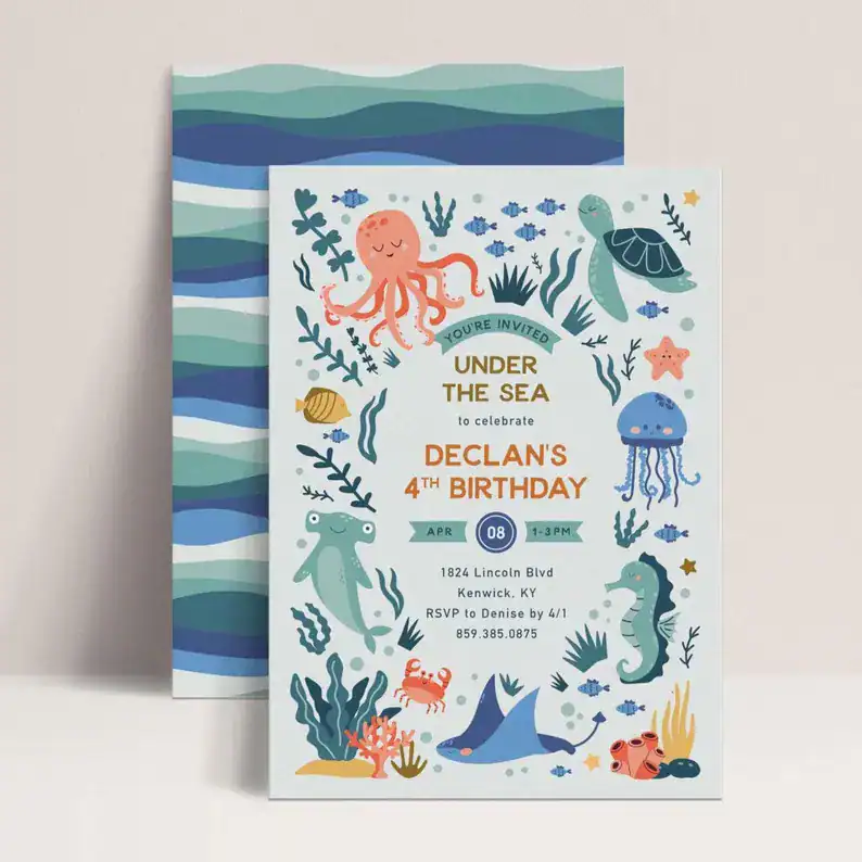Declan Under the Sea 4th Birthday Invitation