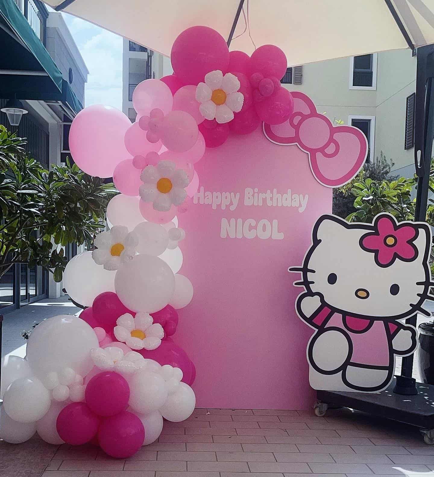 Hello Kitty Daisy Balloon Arch Display