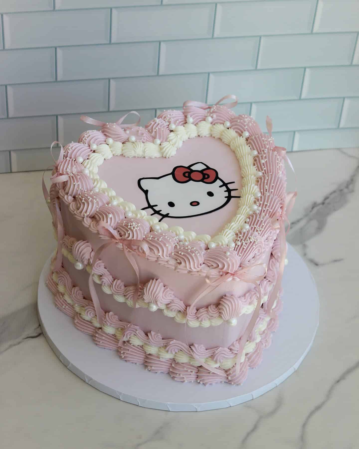 Hello Kitty Heart-Shaped Cake