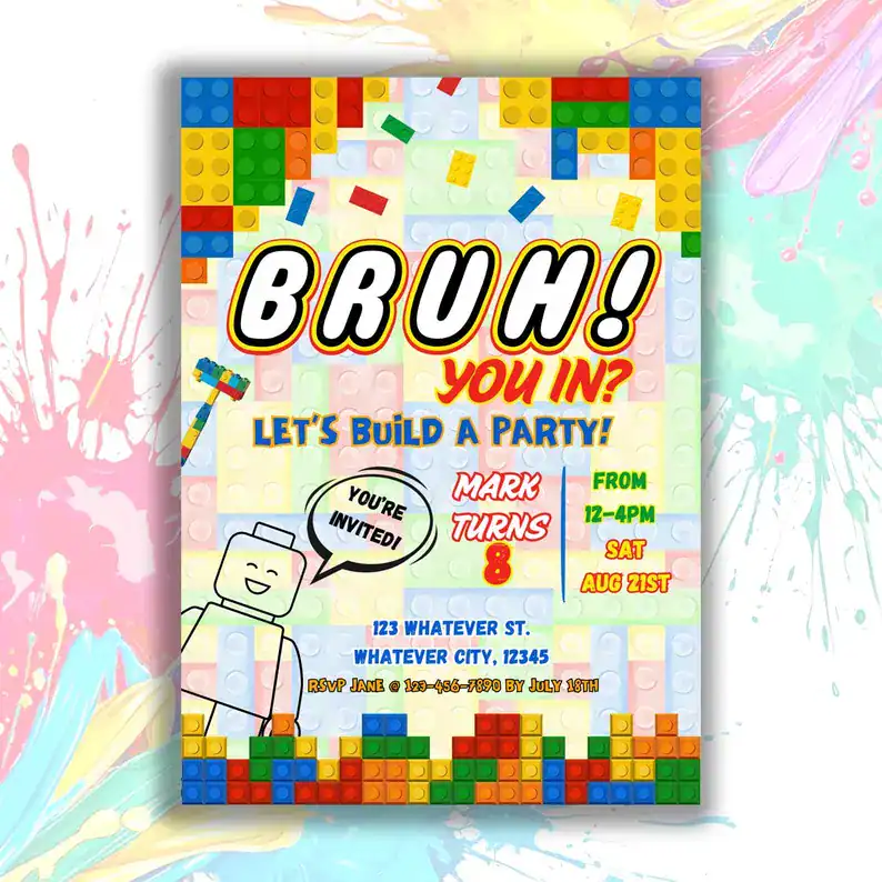 Lego Birthday Invitation Playful Design