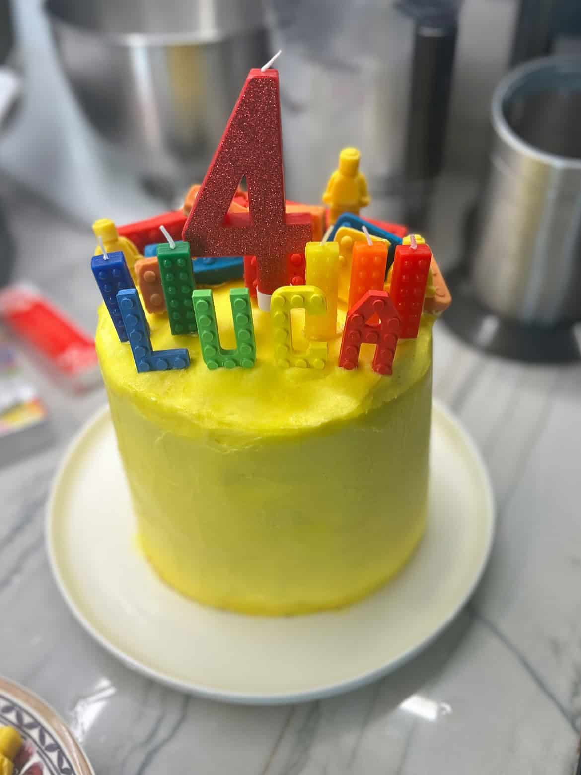 Lego Birthday Yellow Cake with Candles