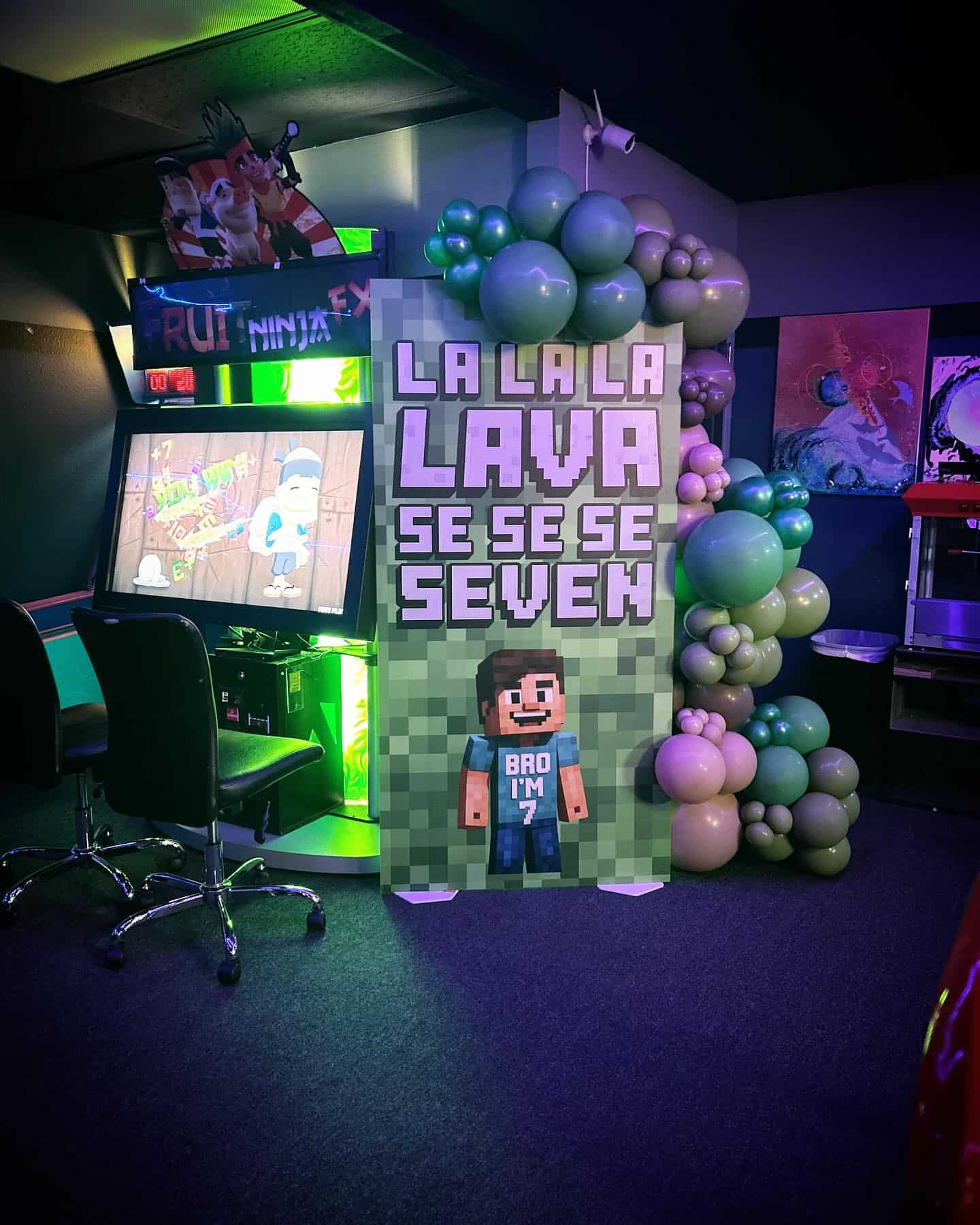Arcade Party with Minecraft Lava Display