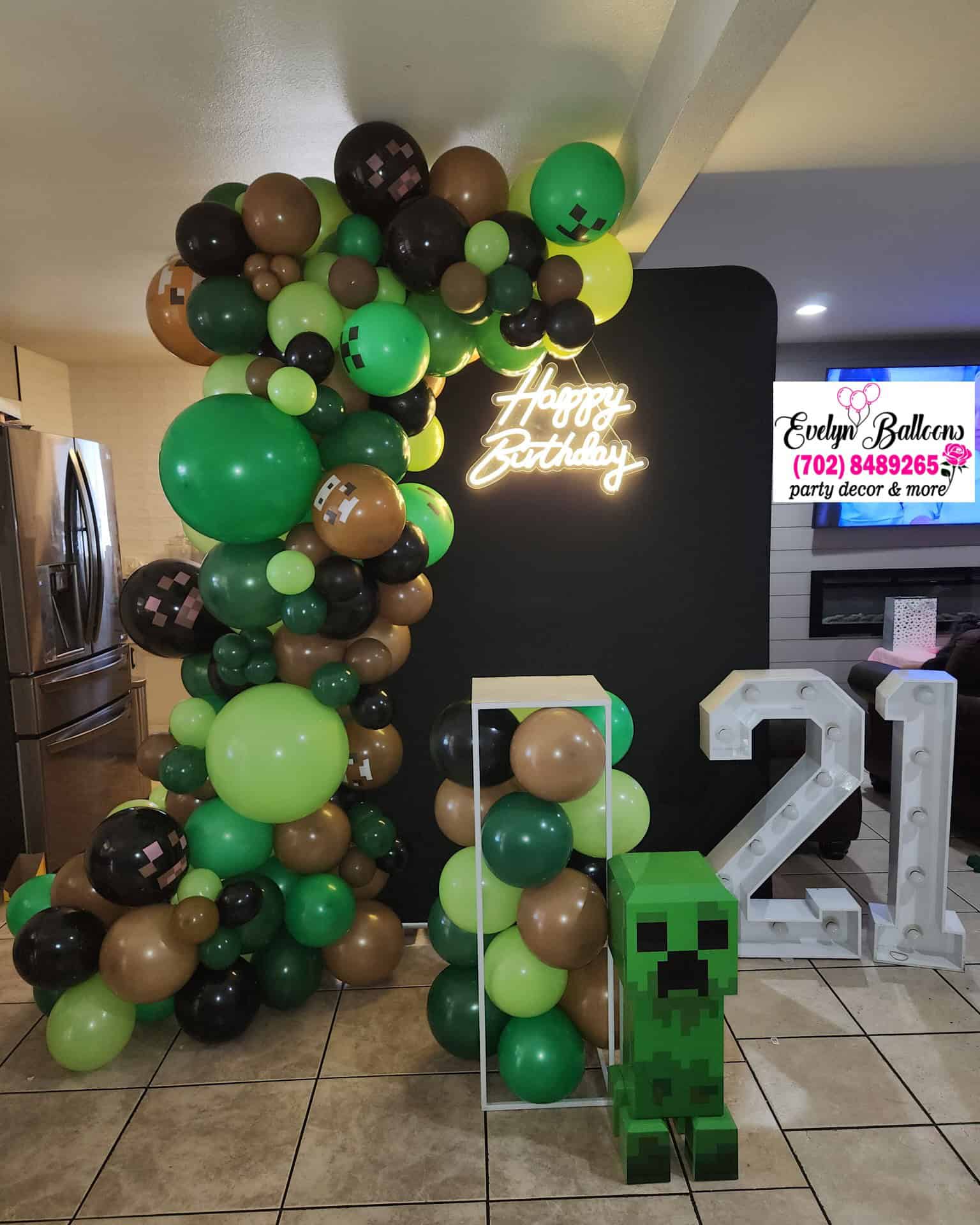 Minecraft Balloon Arch Party Decor