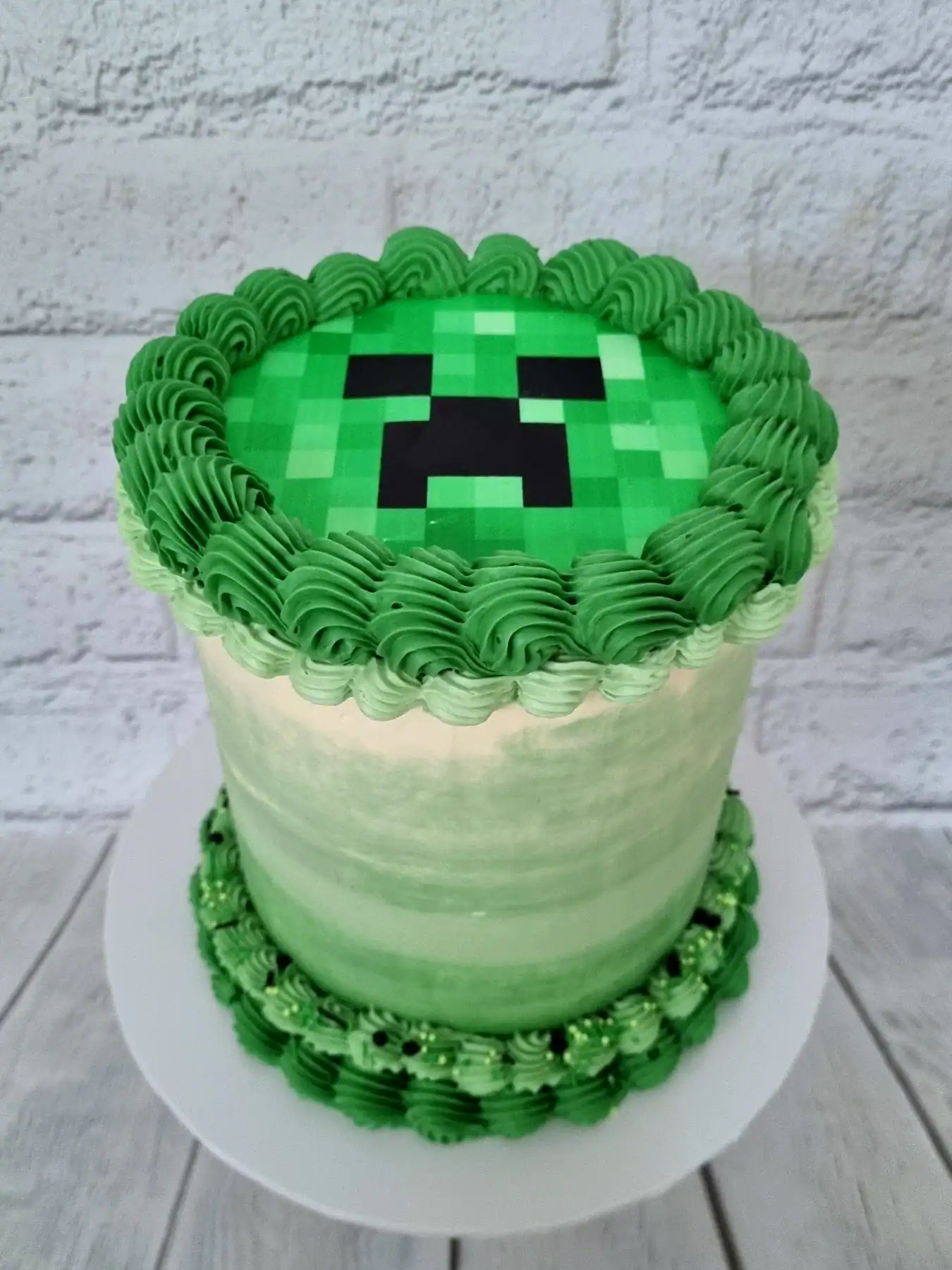 Creeper Face Cake with Green Frosting