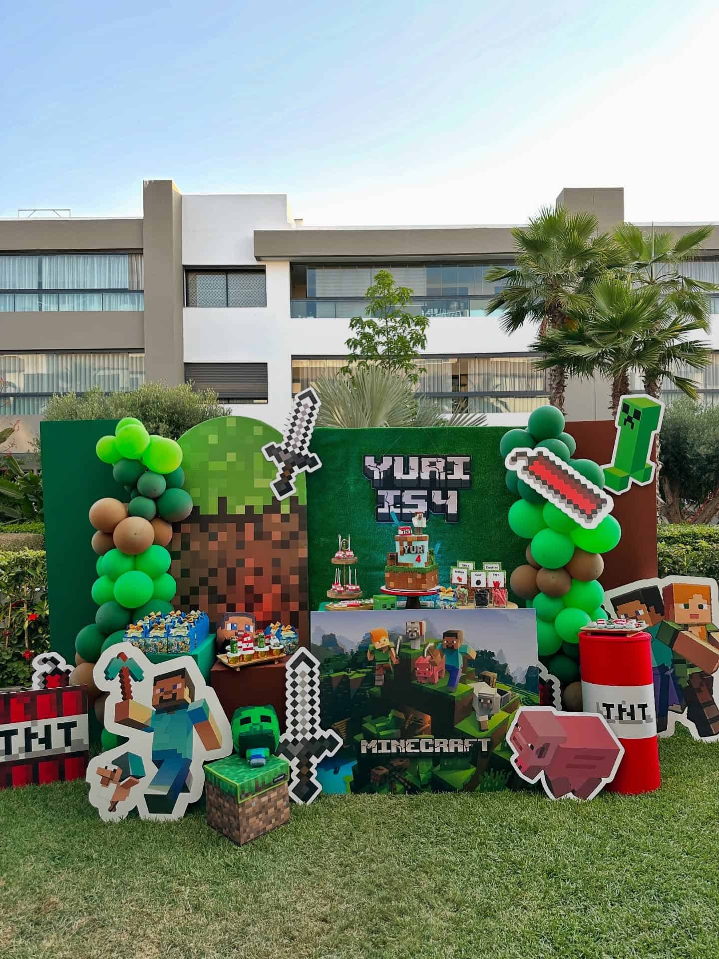 Outdoor Minecraft Party Setup for Yuri’s 4th Birthday