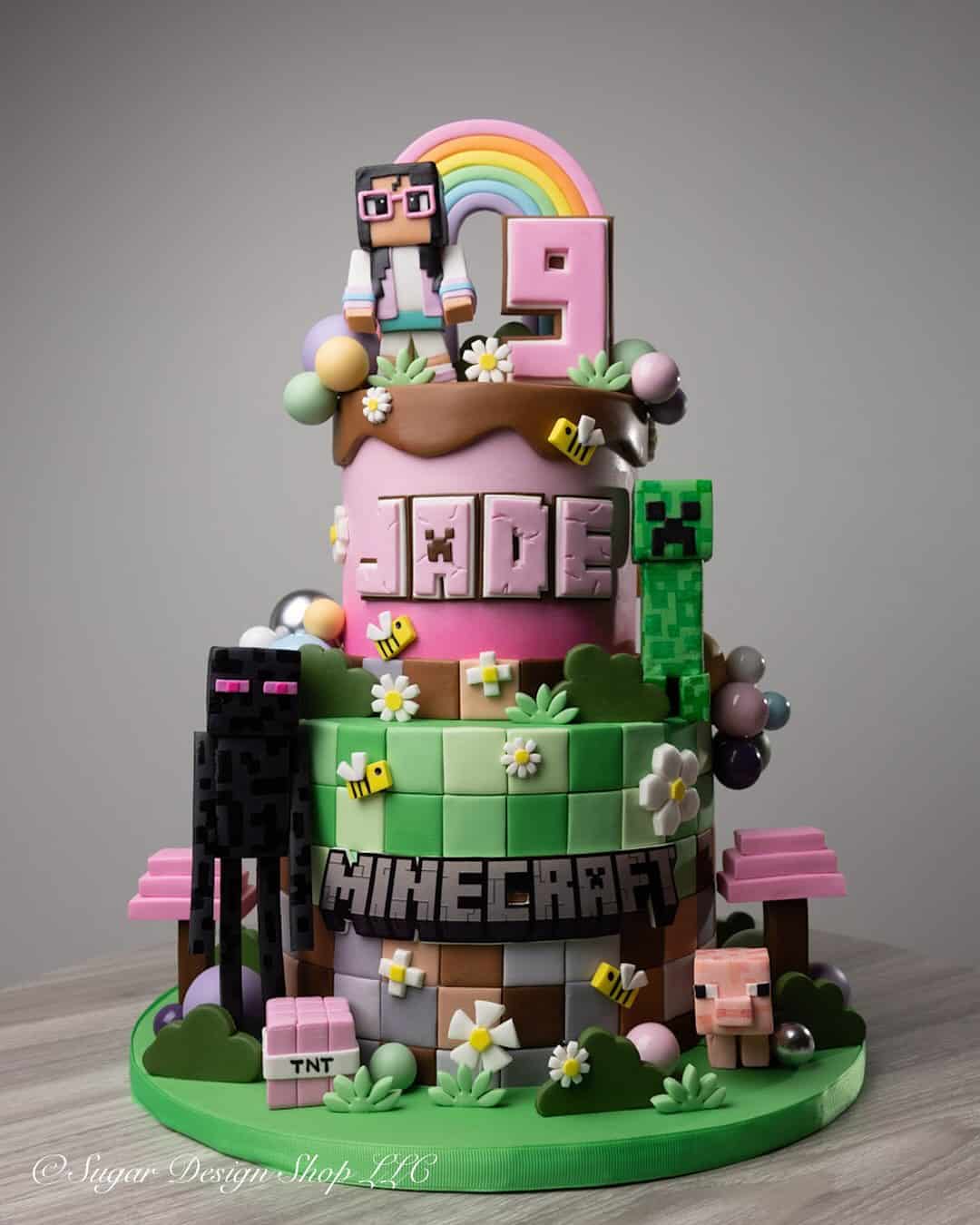 Minecraft Rainbow Cake for Jade's 9th Birthday