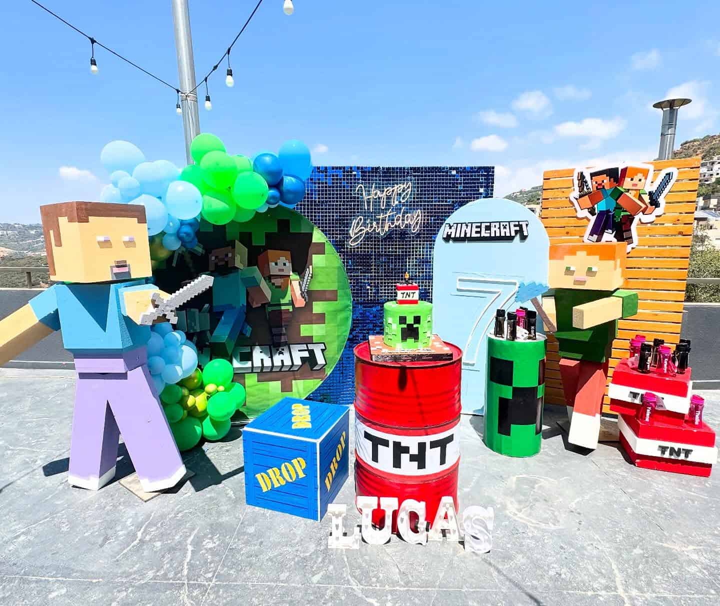 Scenic Minecraft Party Setup for Lucas’ 7th Birthday