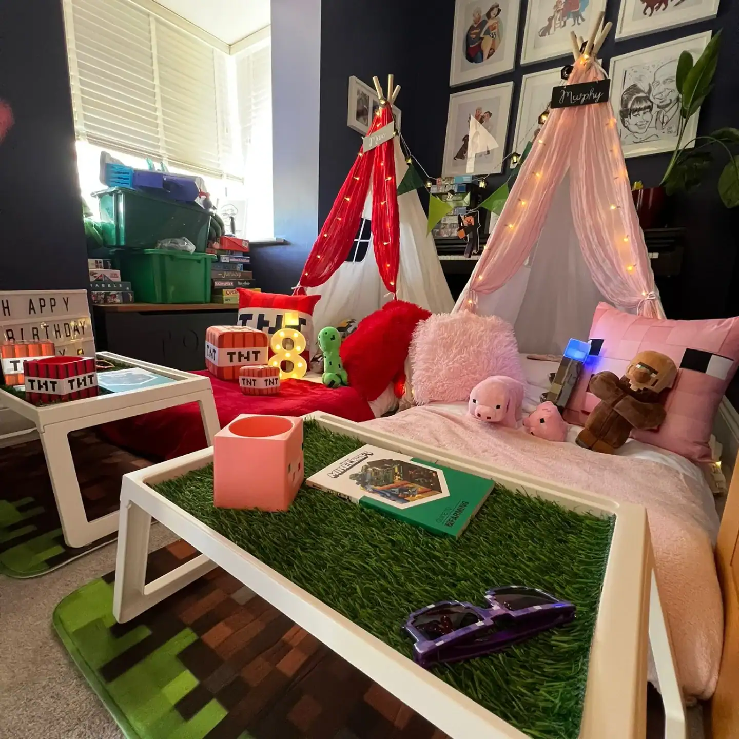 Minecraft Sleepover Party with Tent Setup