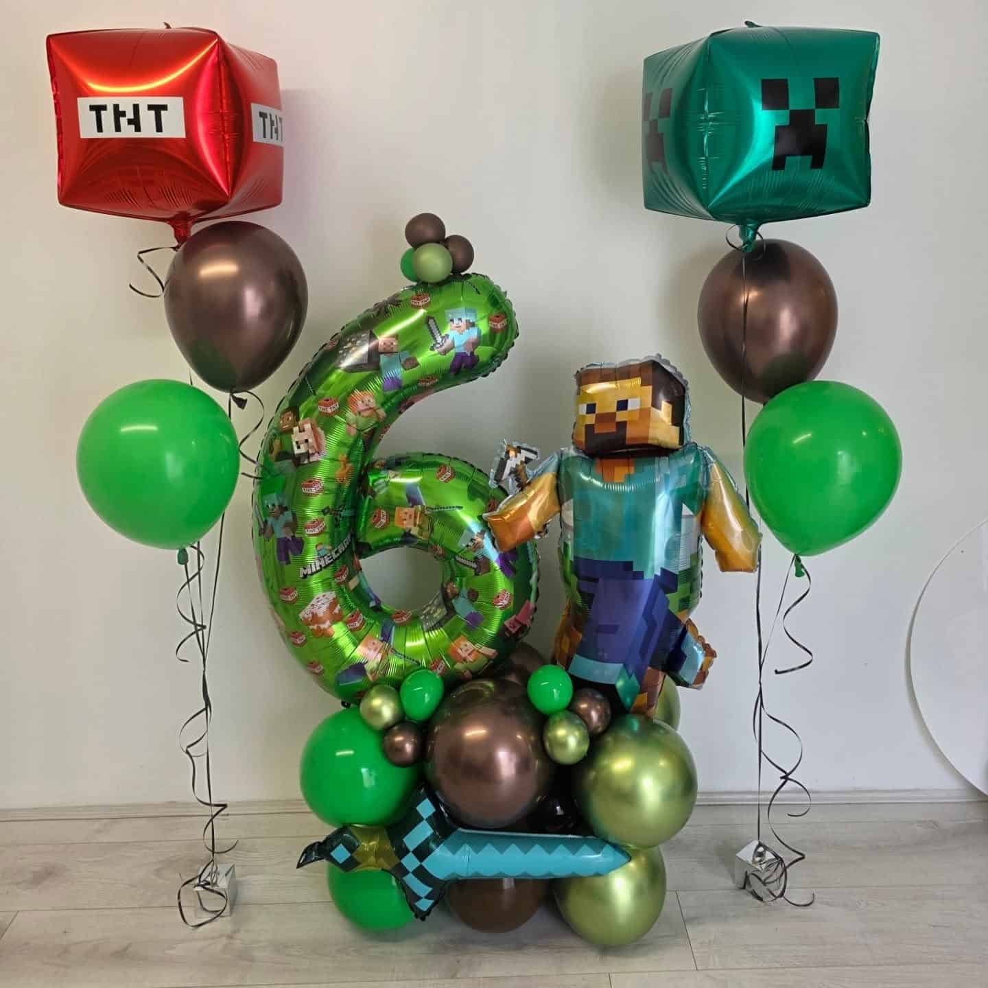 Minecraft Balloon Bundle with Steve and TNT