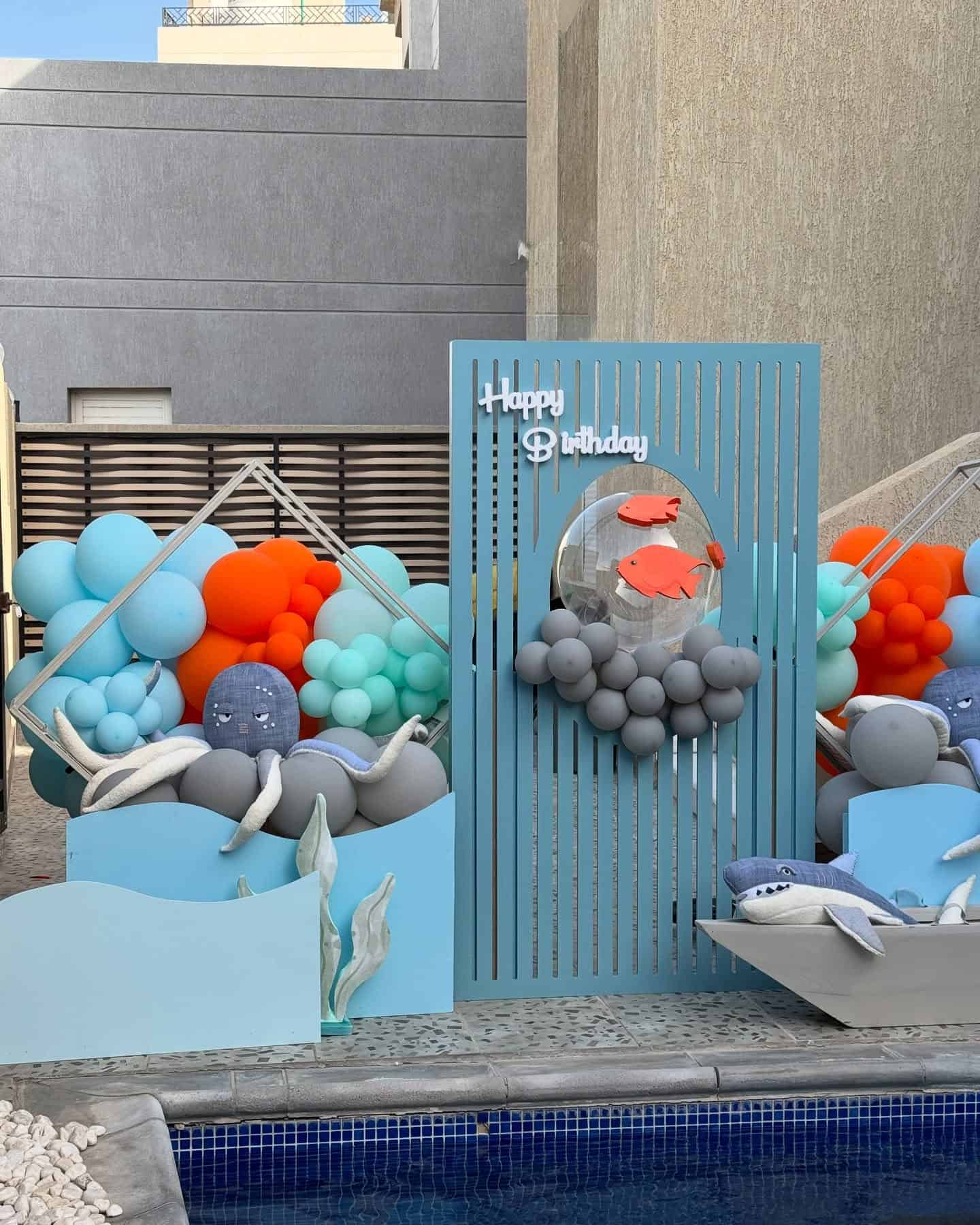 Ocean-Themed Poolside Party Decor