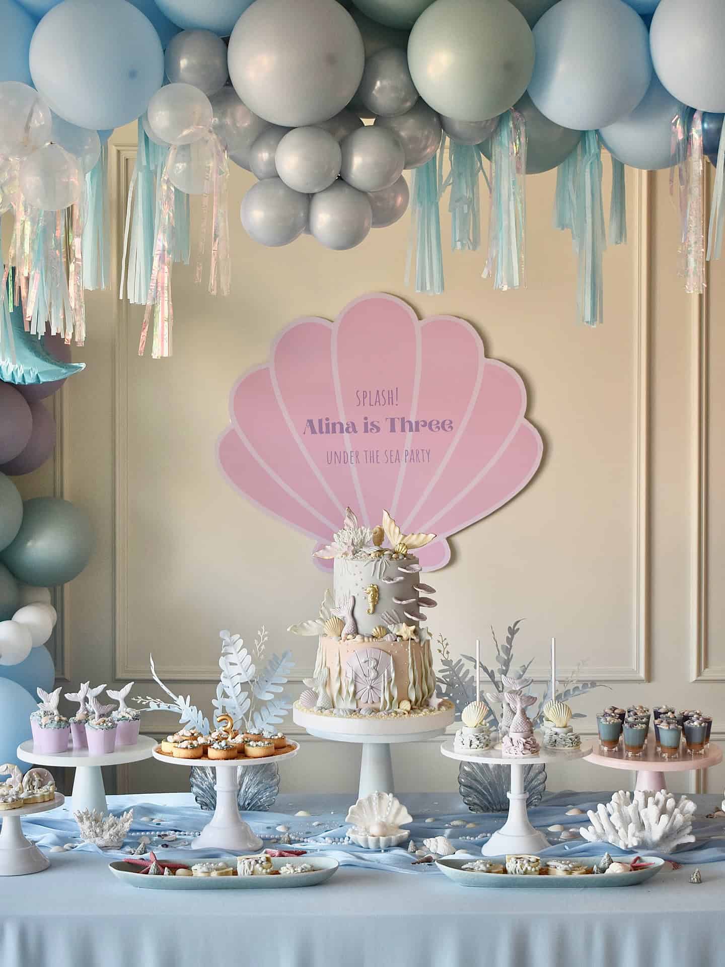 Pastel Shell Theme Dessert Table