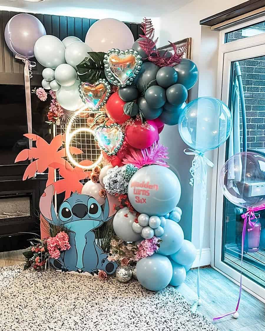 Stitch Photo Backdrop and Balloon Display