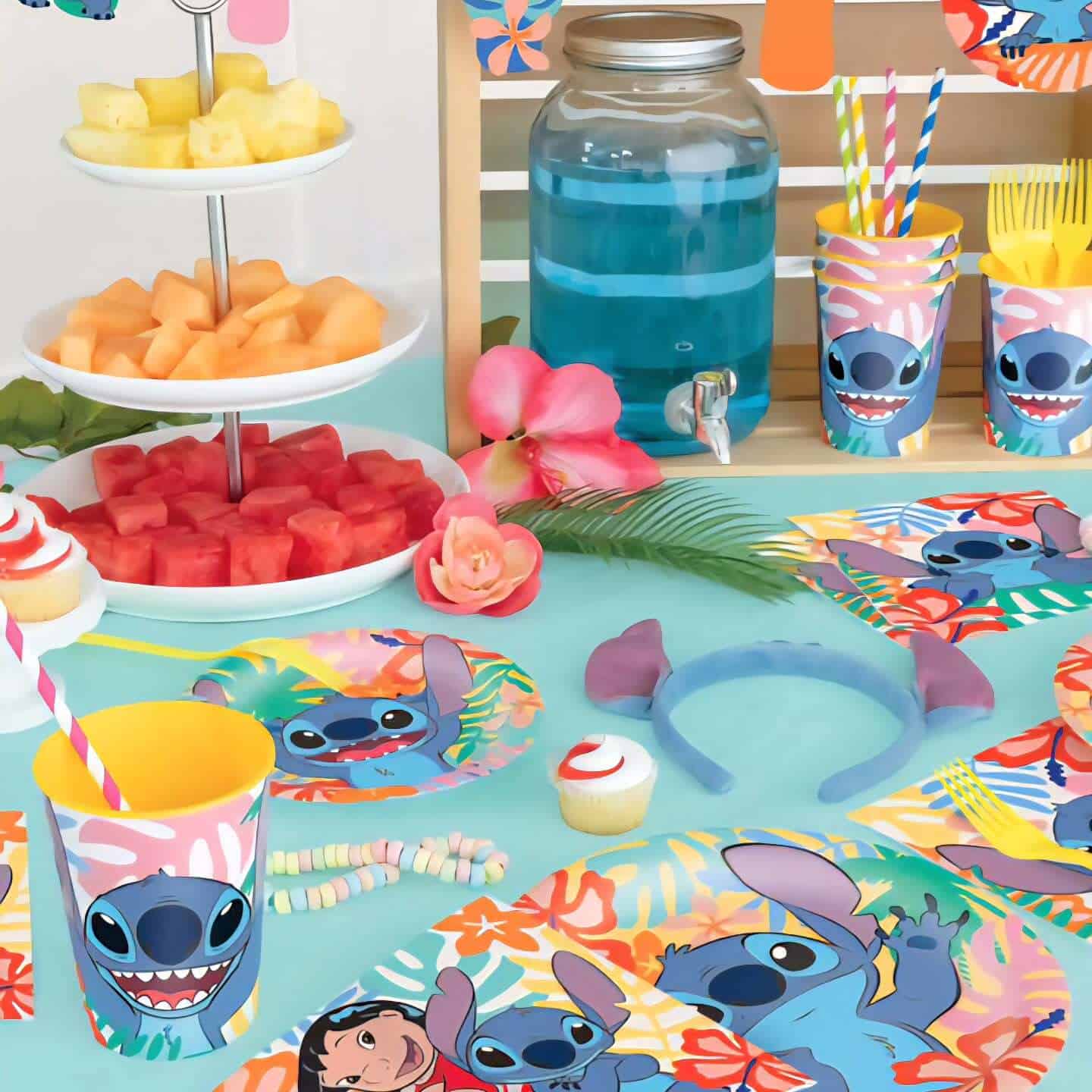 Stitch-Themed Party Tableware and Snacks