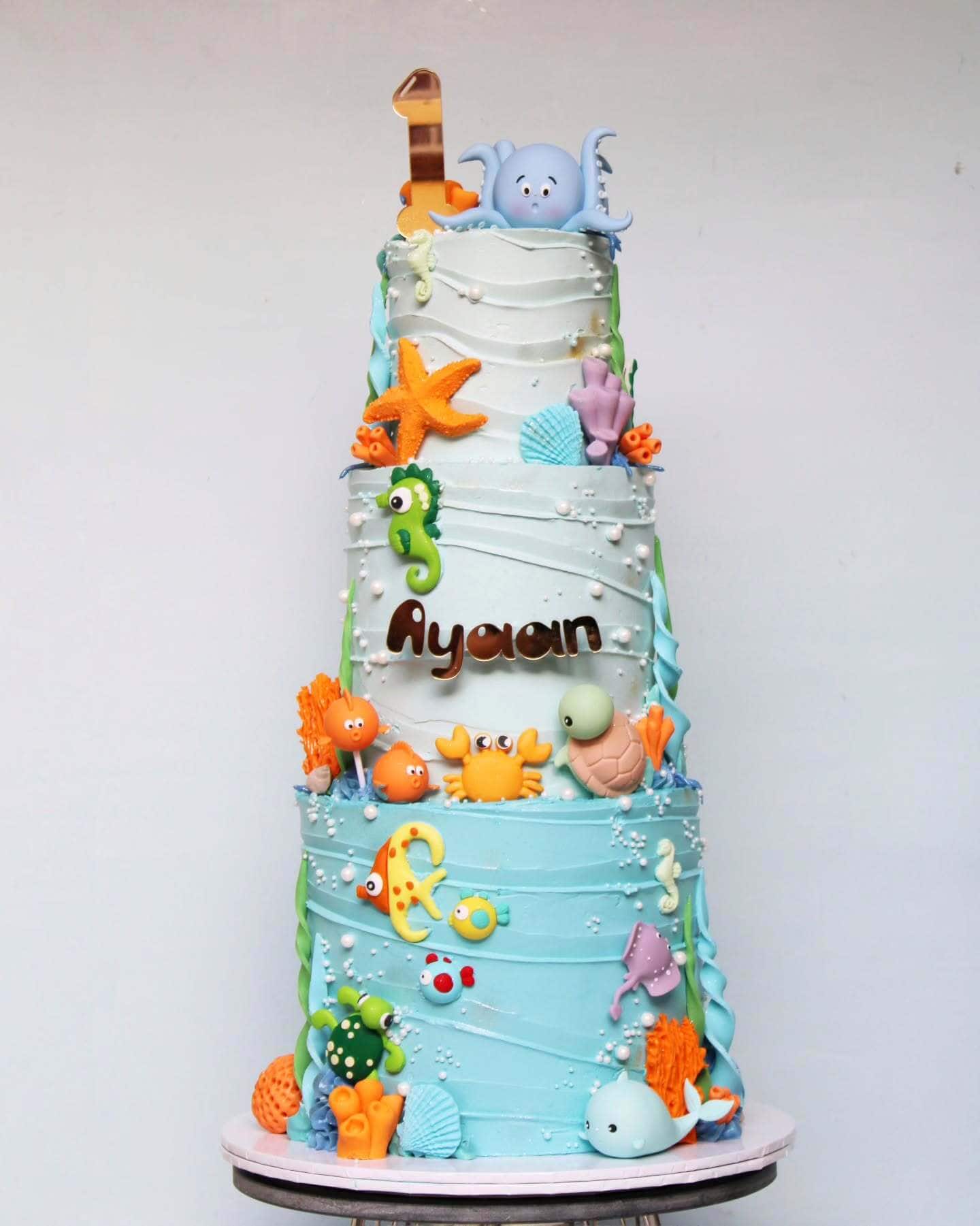 Under the Sea Tiered Ocean Animal Cake