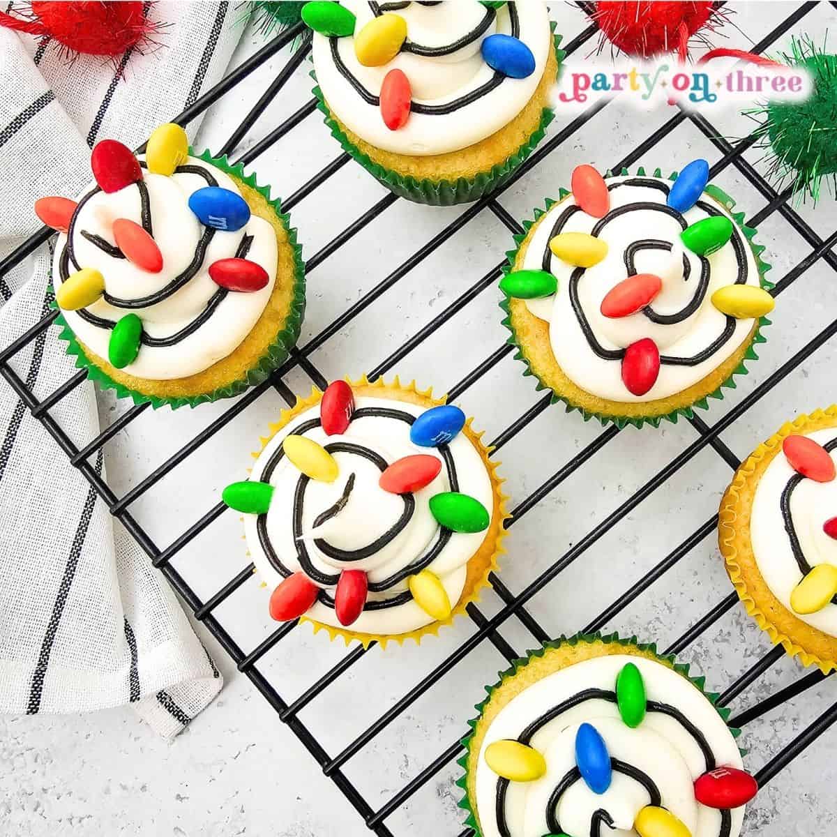 Easy Christmas Light Cupcakes