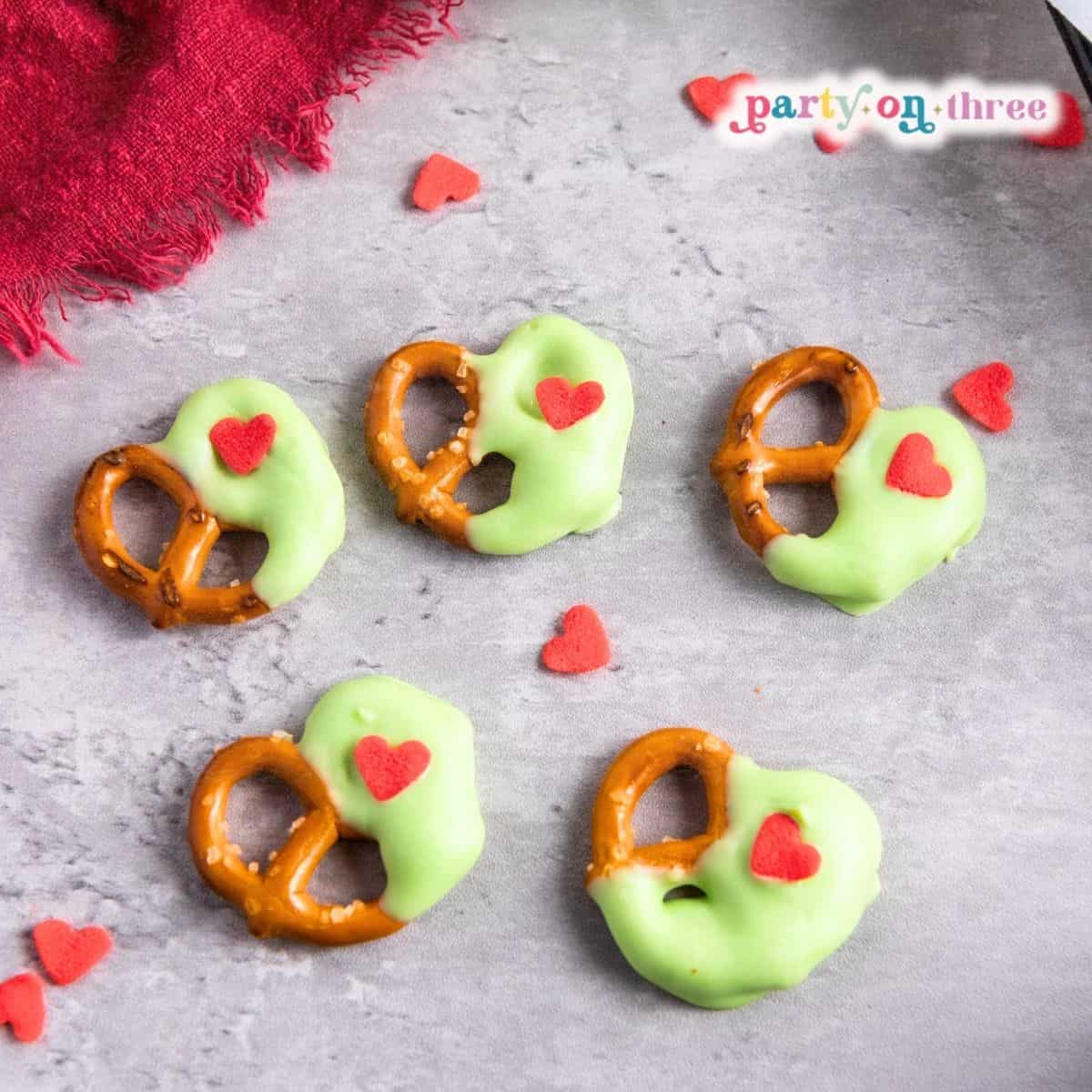 Super Festive Grinch Pretzels