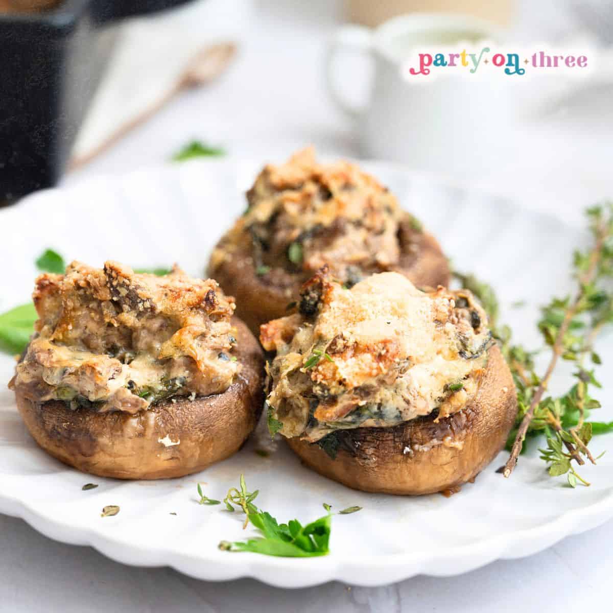Stuffed Mushrooms with Spinach & Artichokes
