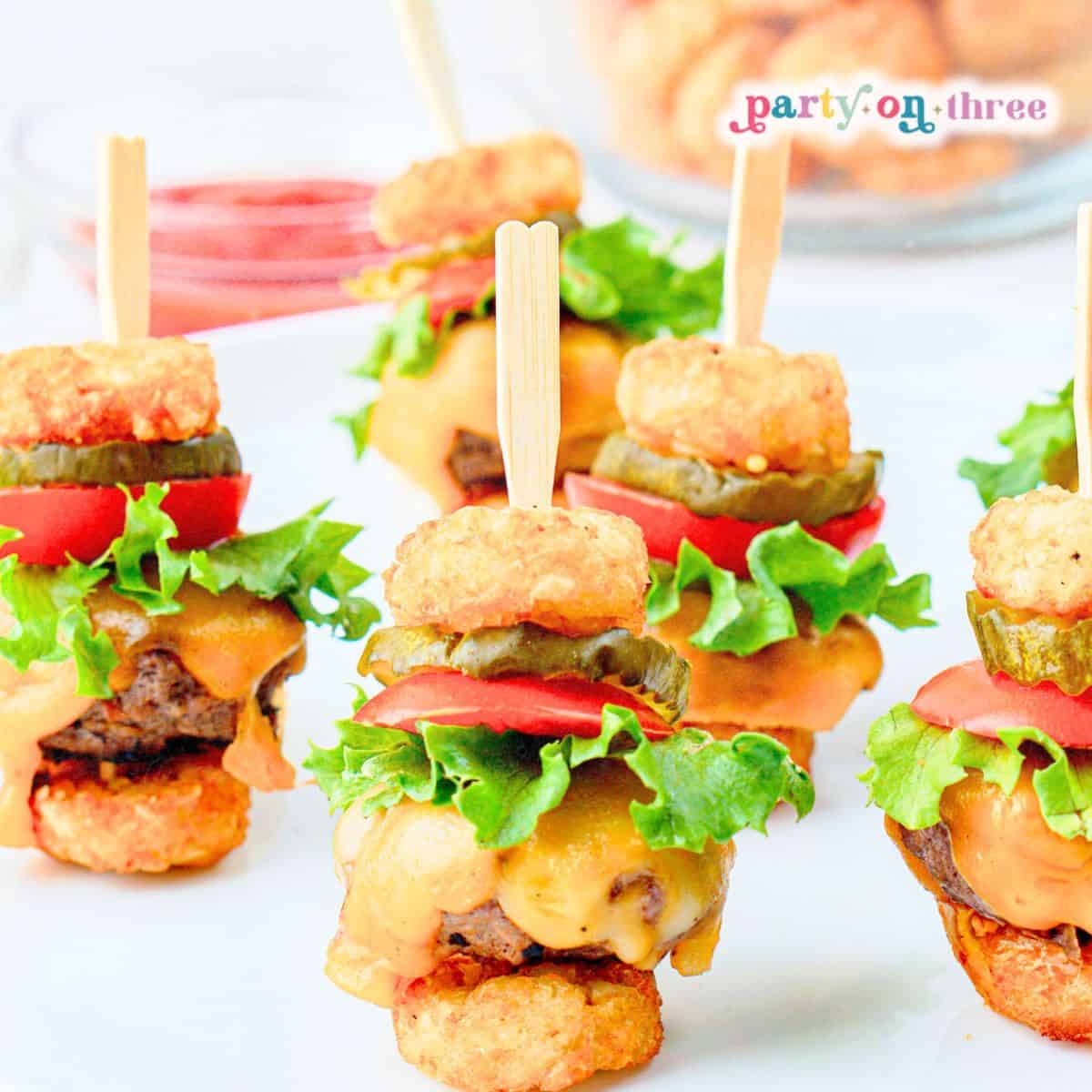 Mini Tater Tot Cheeseburgers (Easy & Fun Party App)