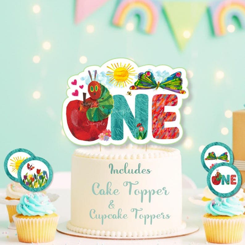 Very Hungry Caterpillar Cake Topper and Cupcake Toppers