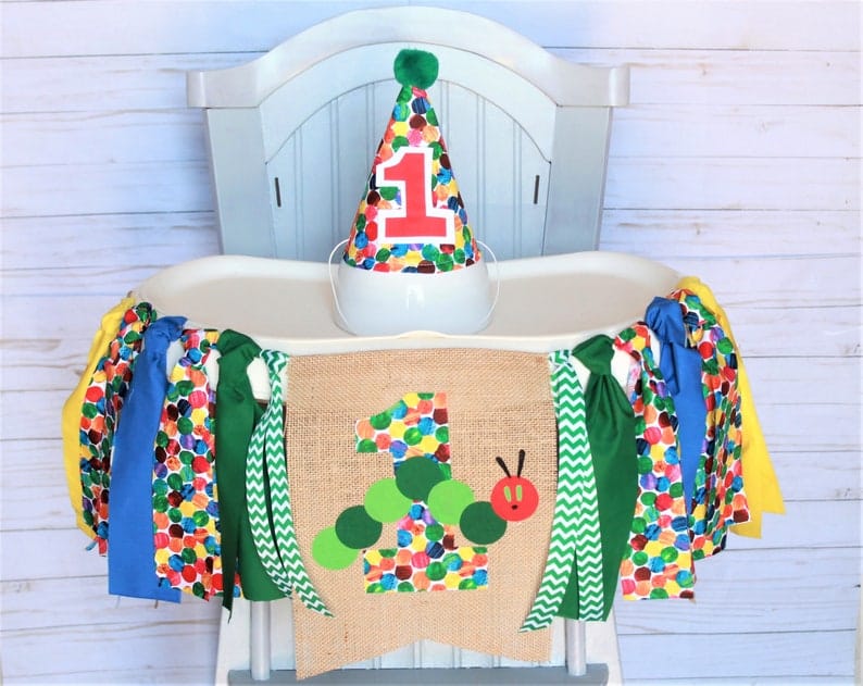 Very Hungry Caterpillar High Chair Banner and Party Hat