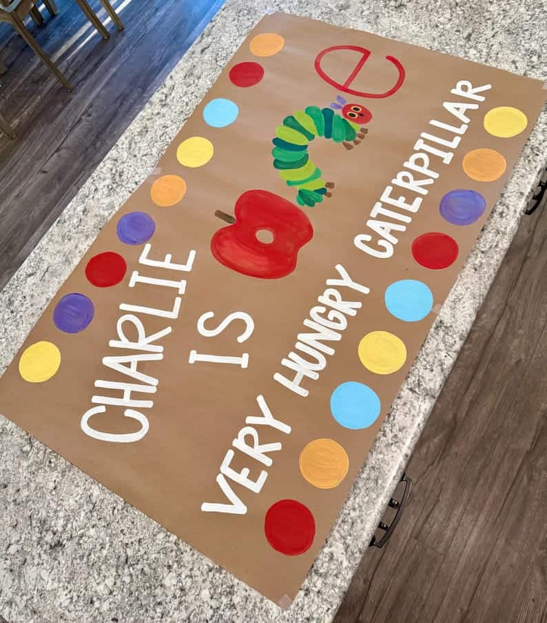 The Very Hungry Caterpillar Hand-Painted Wood Sign