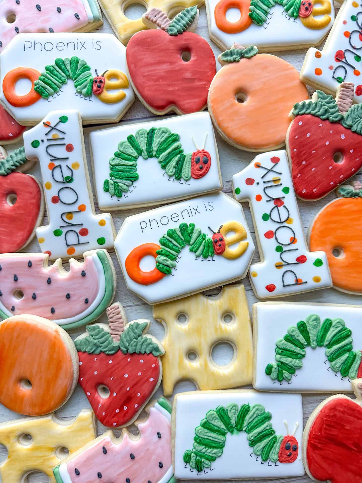 Very Hungry Caterpillar Decorated Sugar Cookies with Name