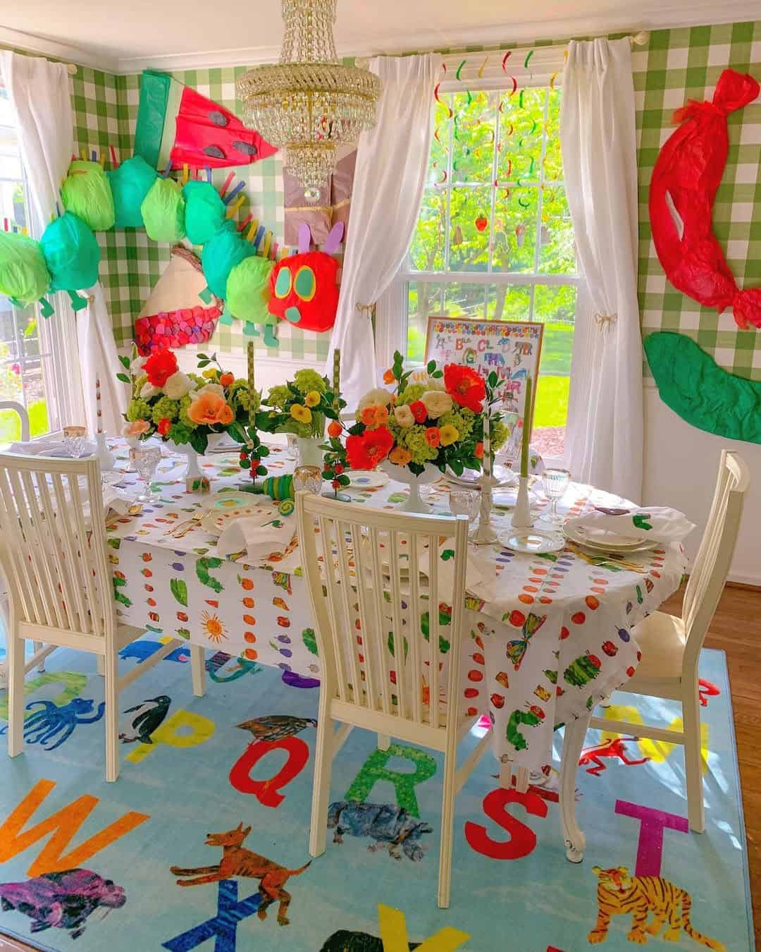 Very Hungry Caterpillar Dining Room with Hanging Decorations