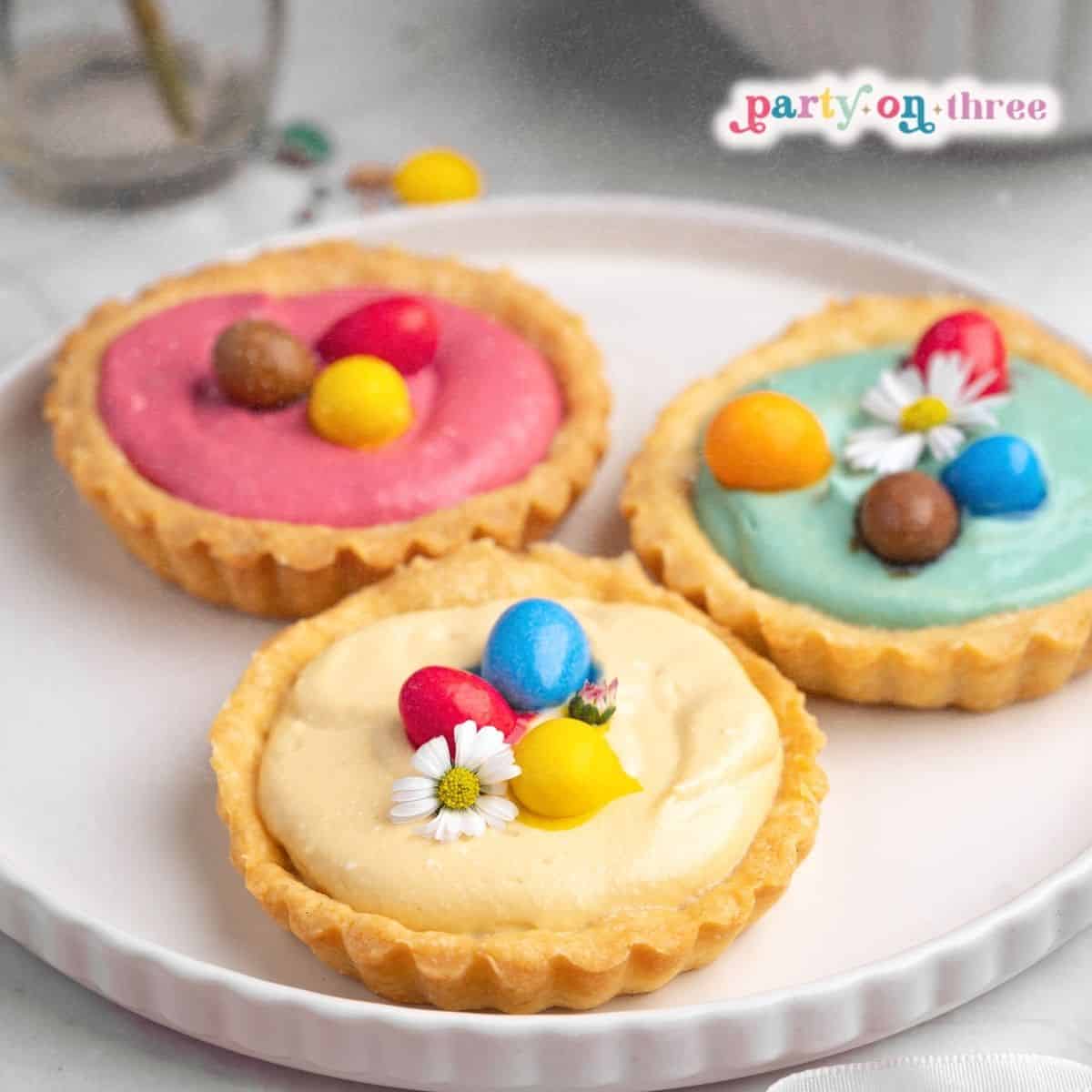 Mini Spring Dessert Tarts (With a No Bake Cheesecake Filling)