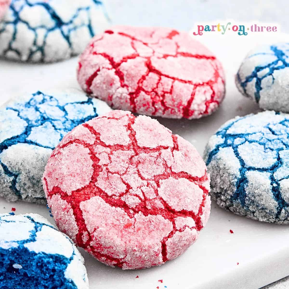 Red White and Blue Crinkle Cookies
