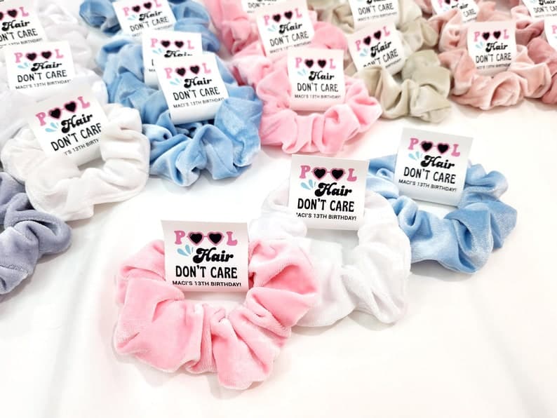 Pool Hair Don't Care Custom Scrunchie Party Favors