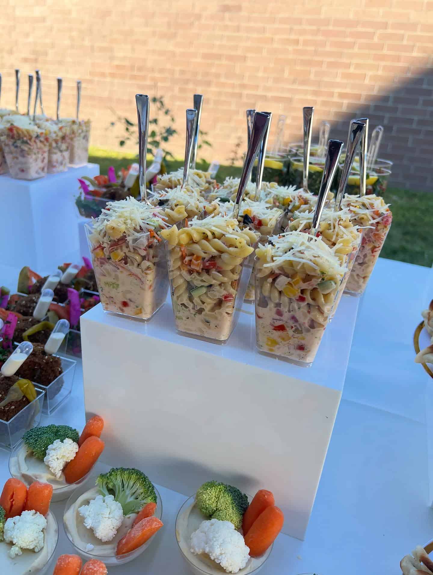 Individual Pasta Salad Cups with Metal Spoons