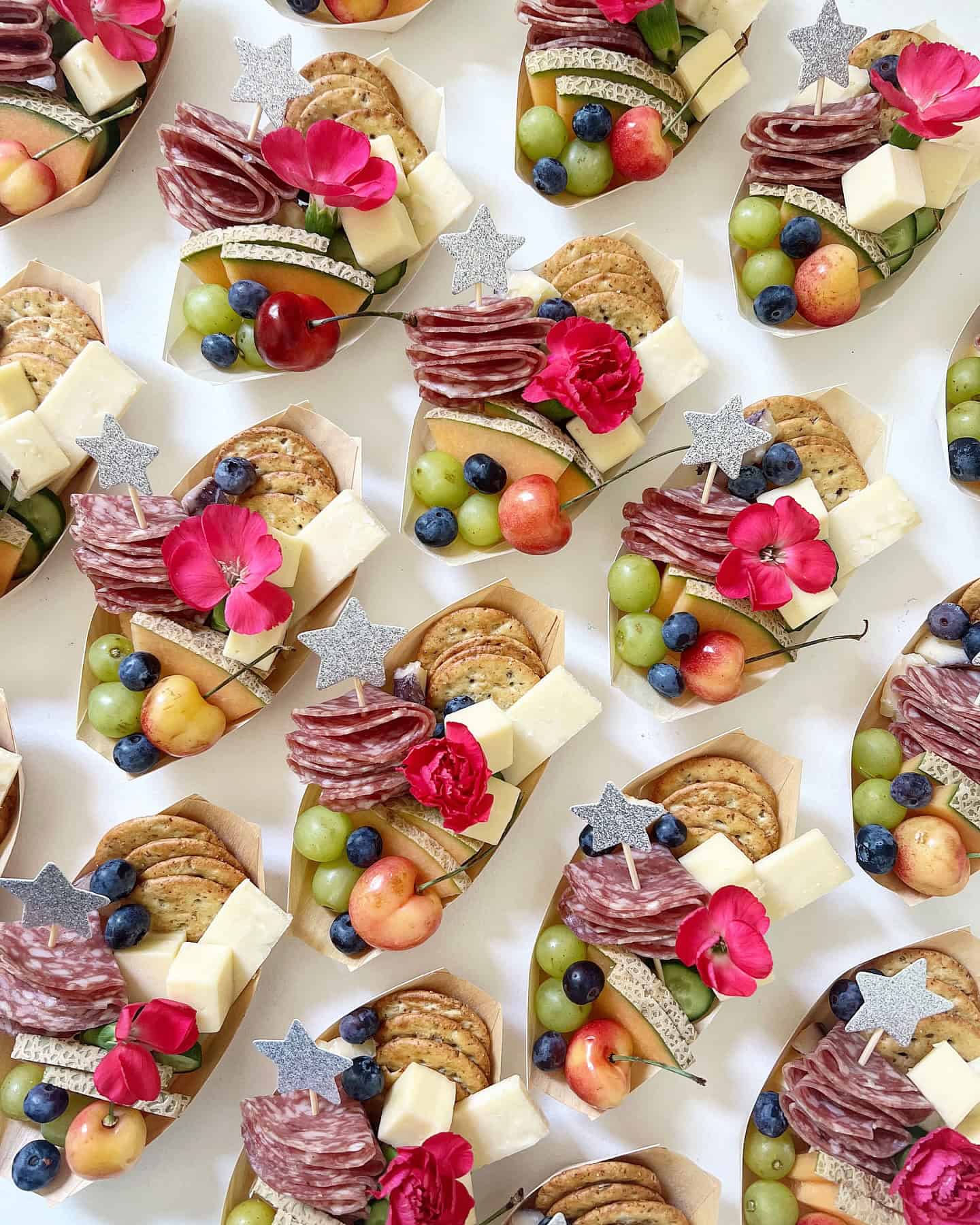 Individual Charcuterie Snack Boxes with Fresh Fruit and Cheese