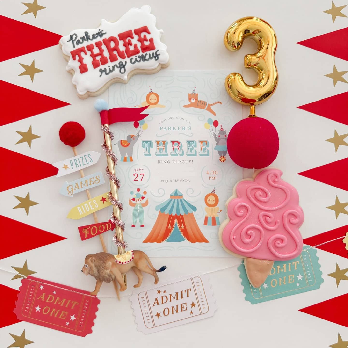 Three Ring Circus Theme with Cotton Candy Cookies