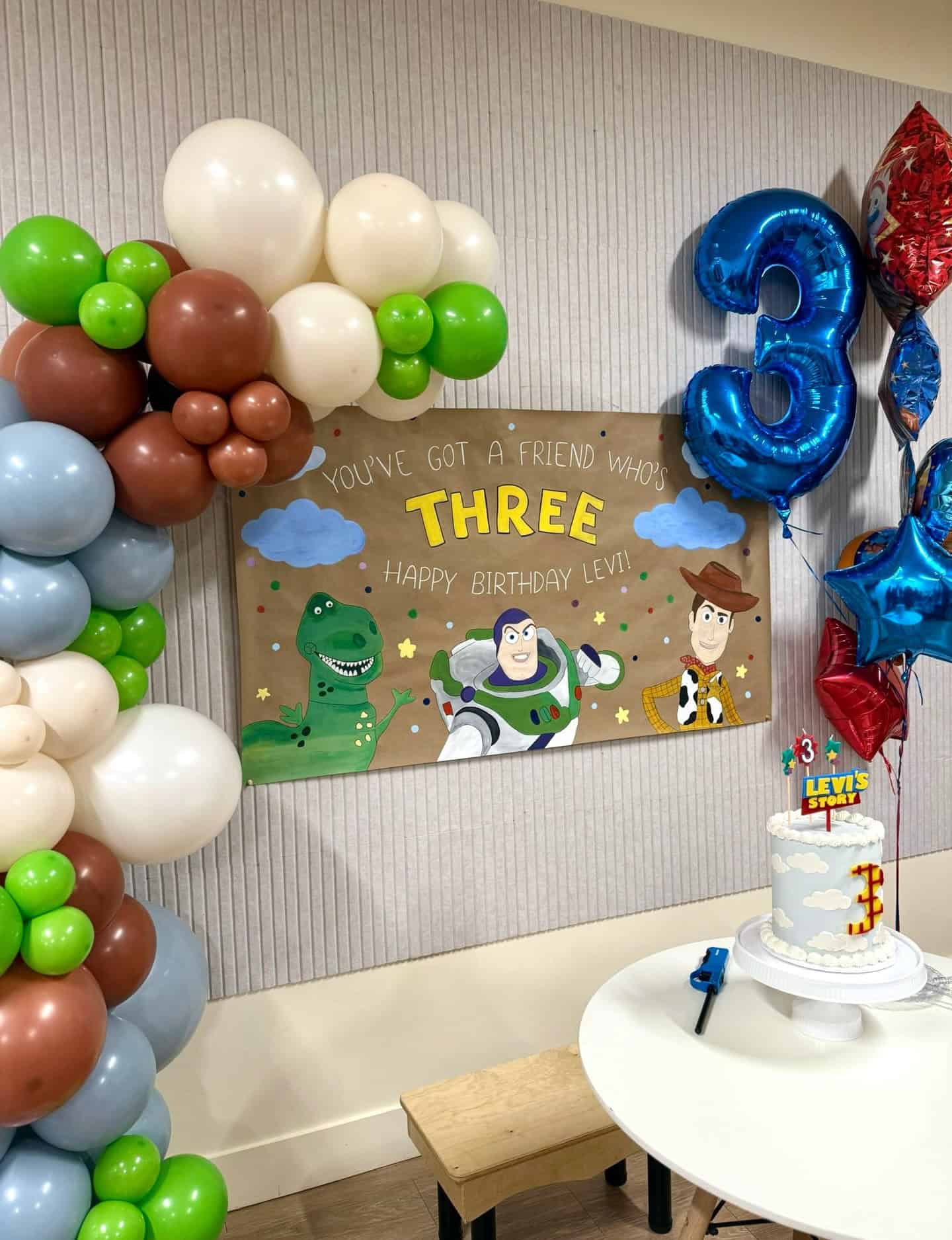 Toy Story Third Birthday Party with Balloon Garland Setup