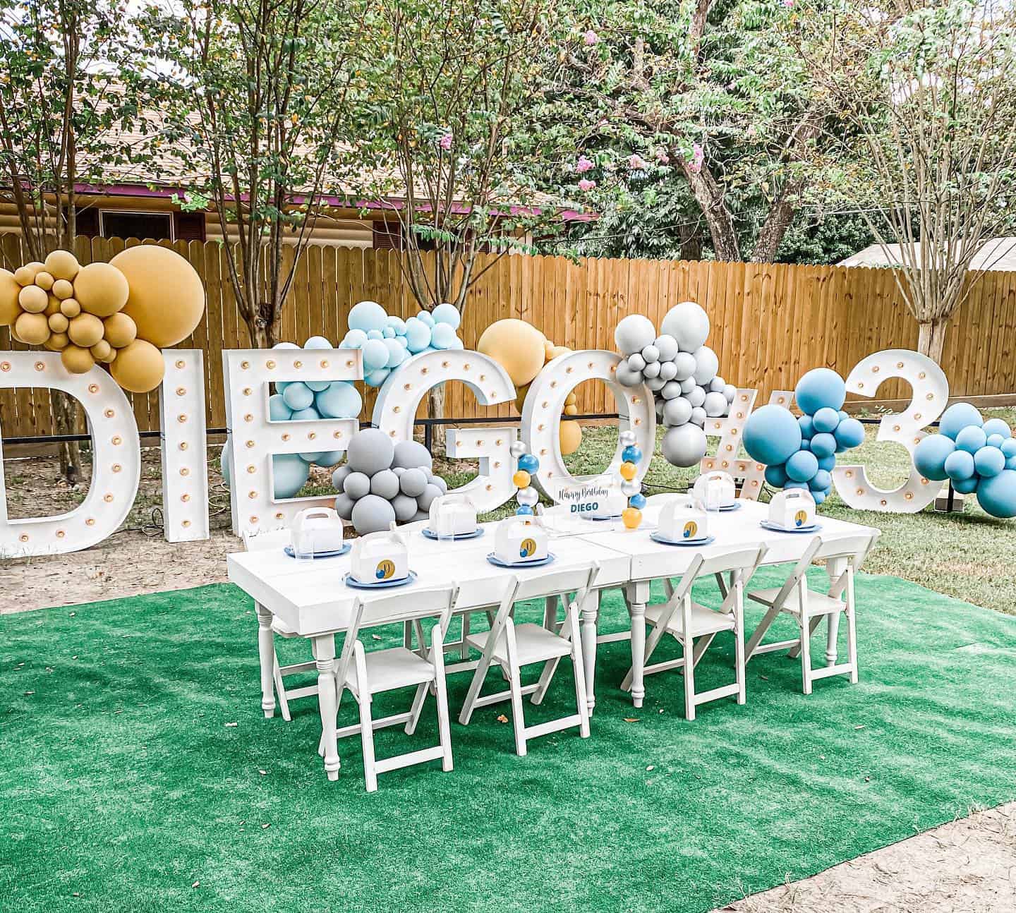 Dinosaur Themed Third Birthday Party with Marquee Letters