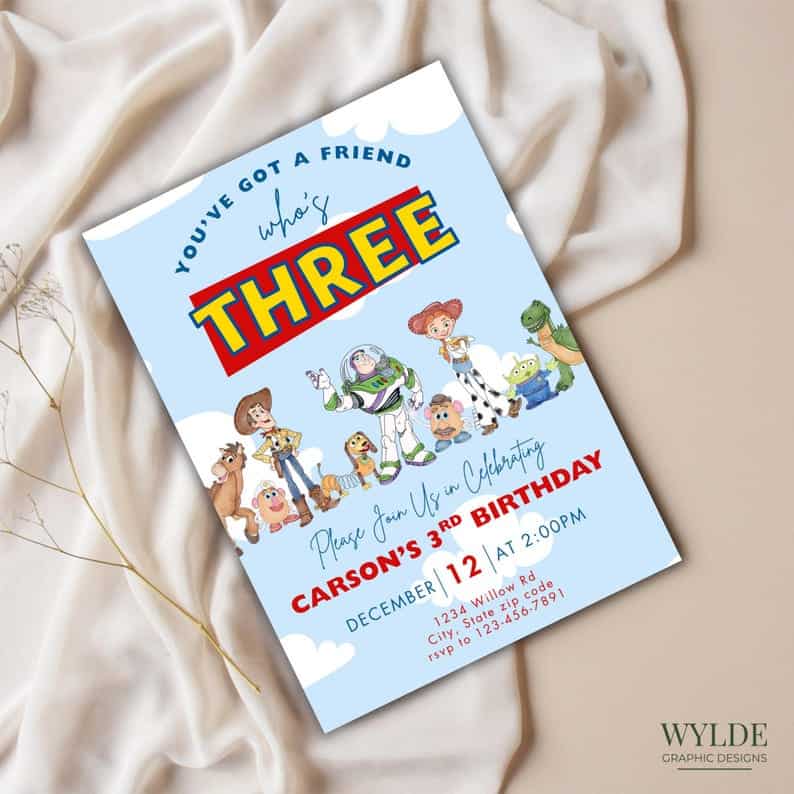 Toy Story Birthday Invitation with All the Characters