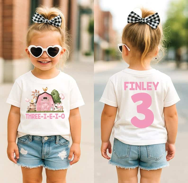 Custom Farm Birthday Shirt with Name and Number