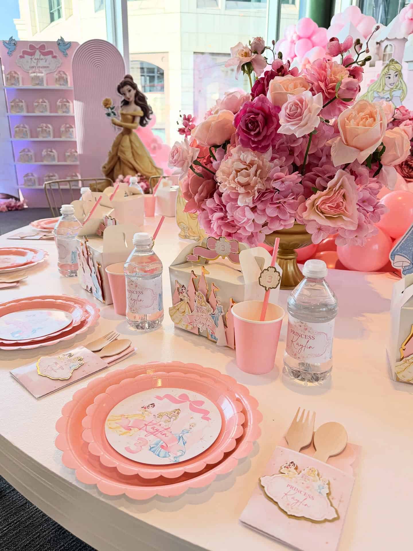 Princess Belle Beauty and the Beast Birthday Table Setup