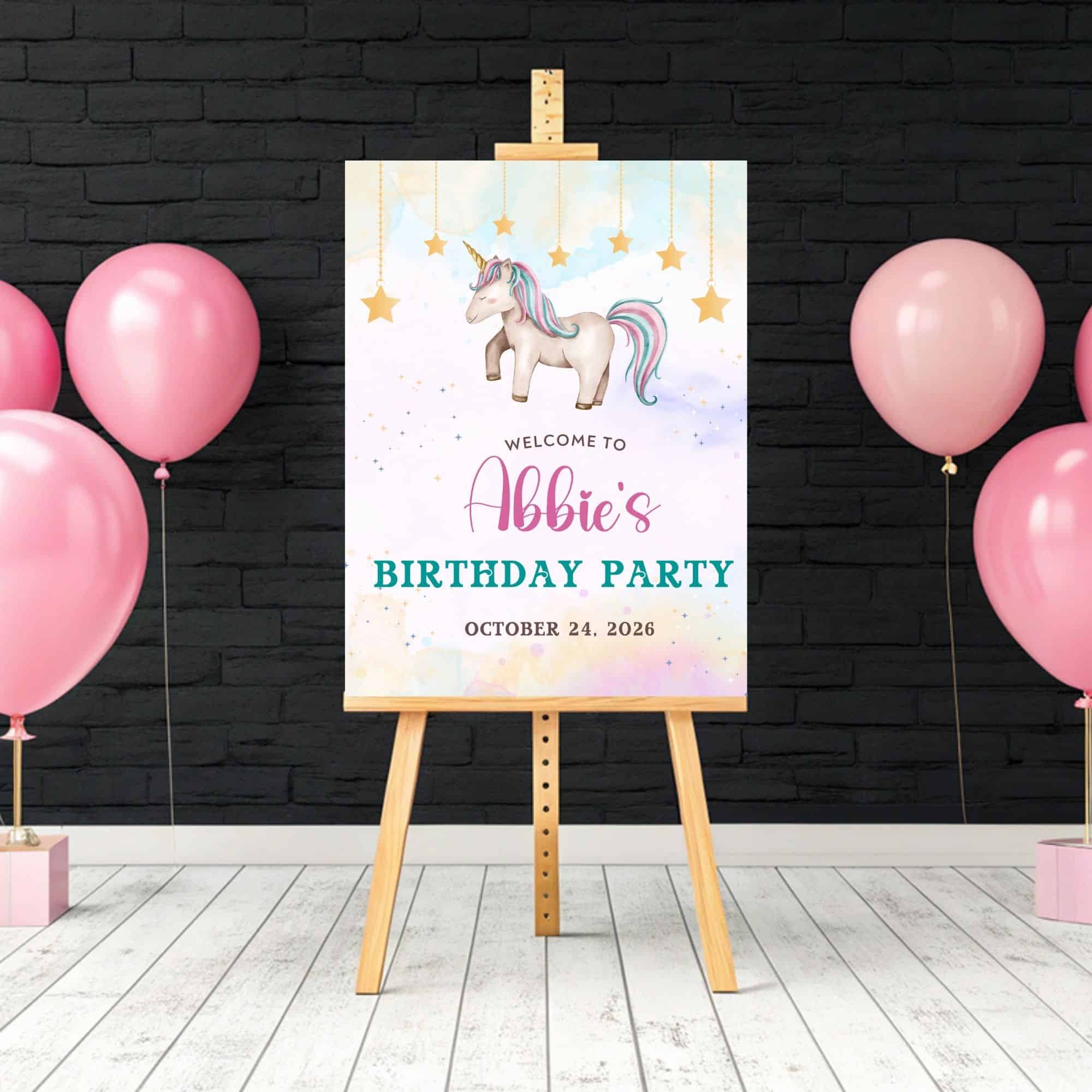Unicorn Birthday Party Printables Bundle - Editable with Canva - Image 2