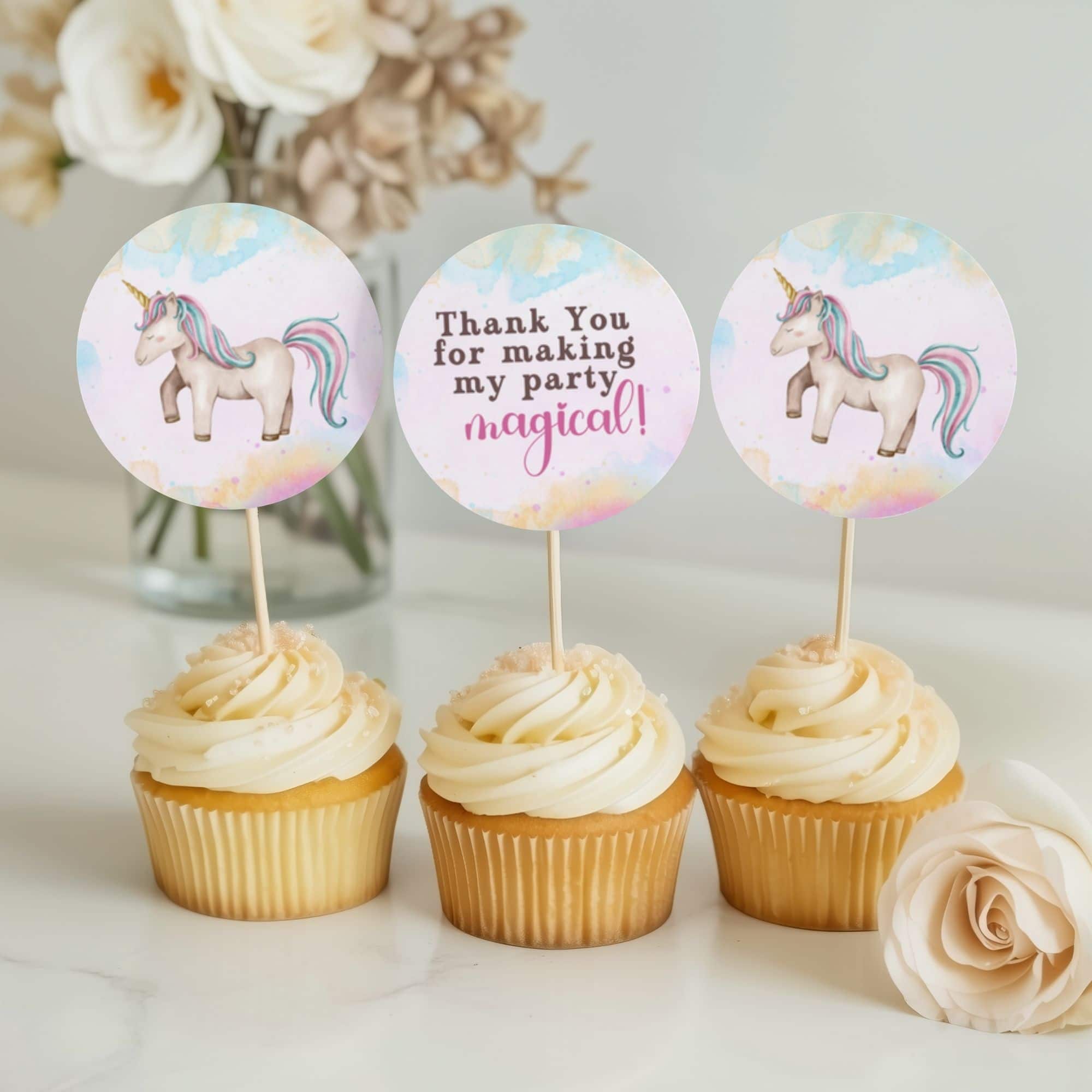 Unicorn Birthday Party Printables Bundle - Editable with Canva - Image 3