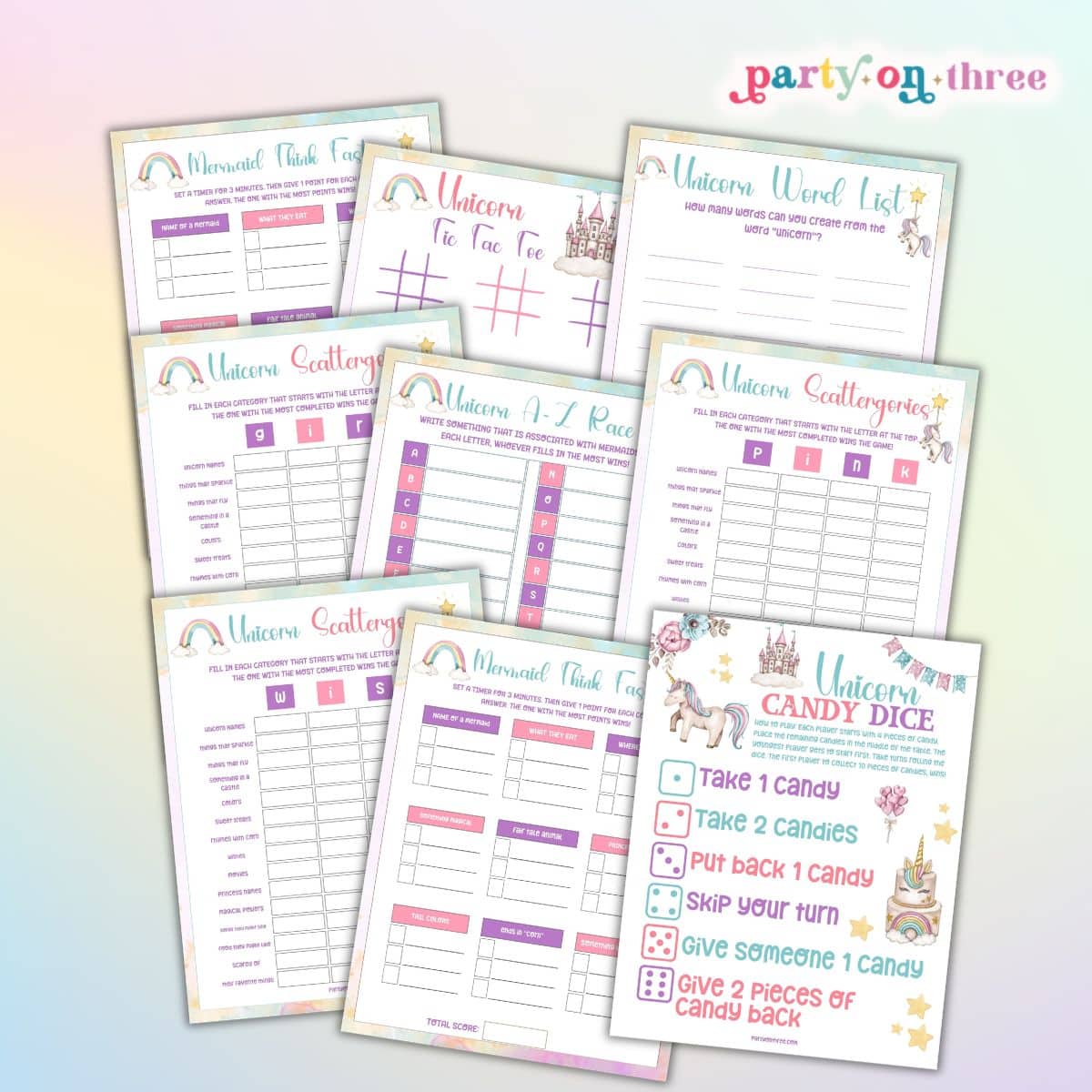 Free Printable Unicorn Party Game Bundle