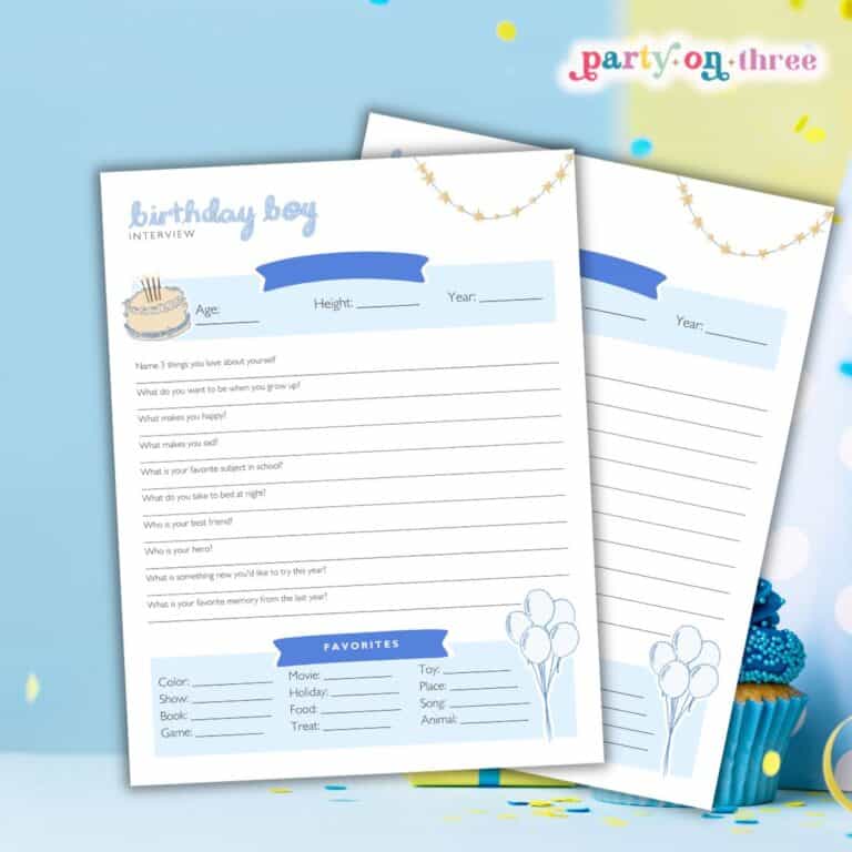 Free Birthday Boy Interview Printable