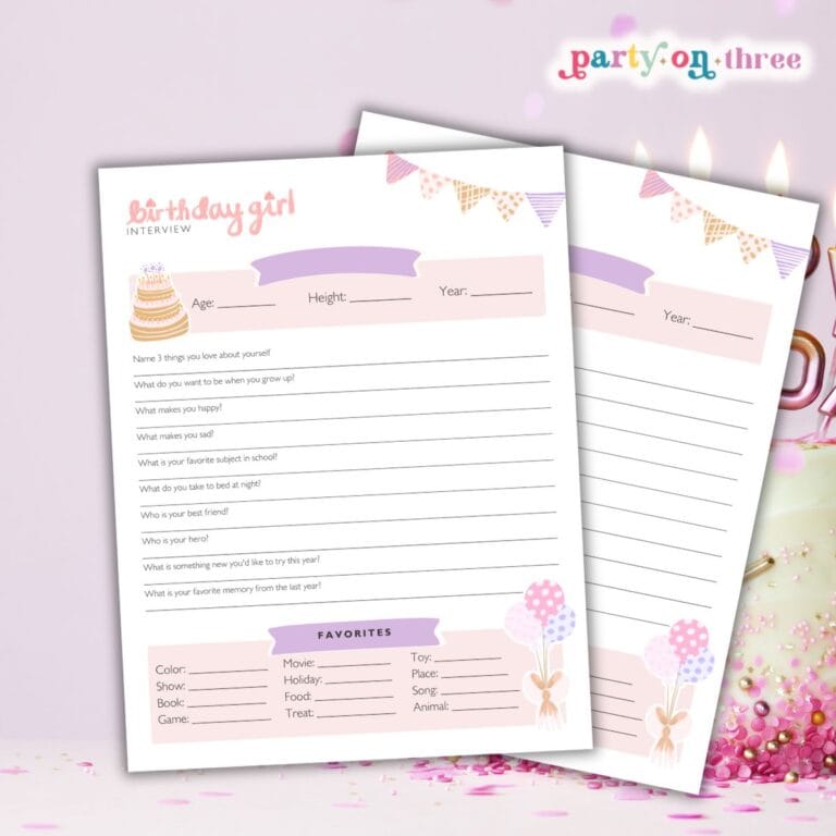 Free Birthday Girl Interview Printable (Birthday Interview for Kids)