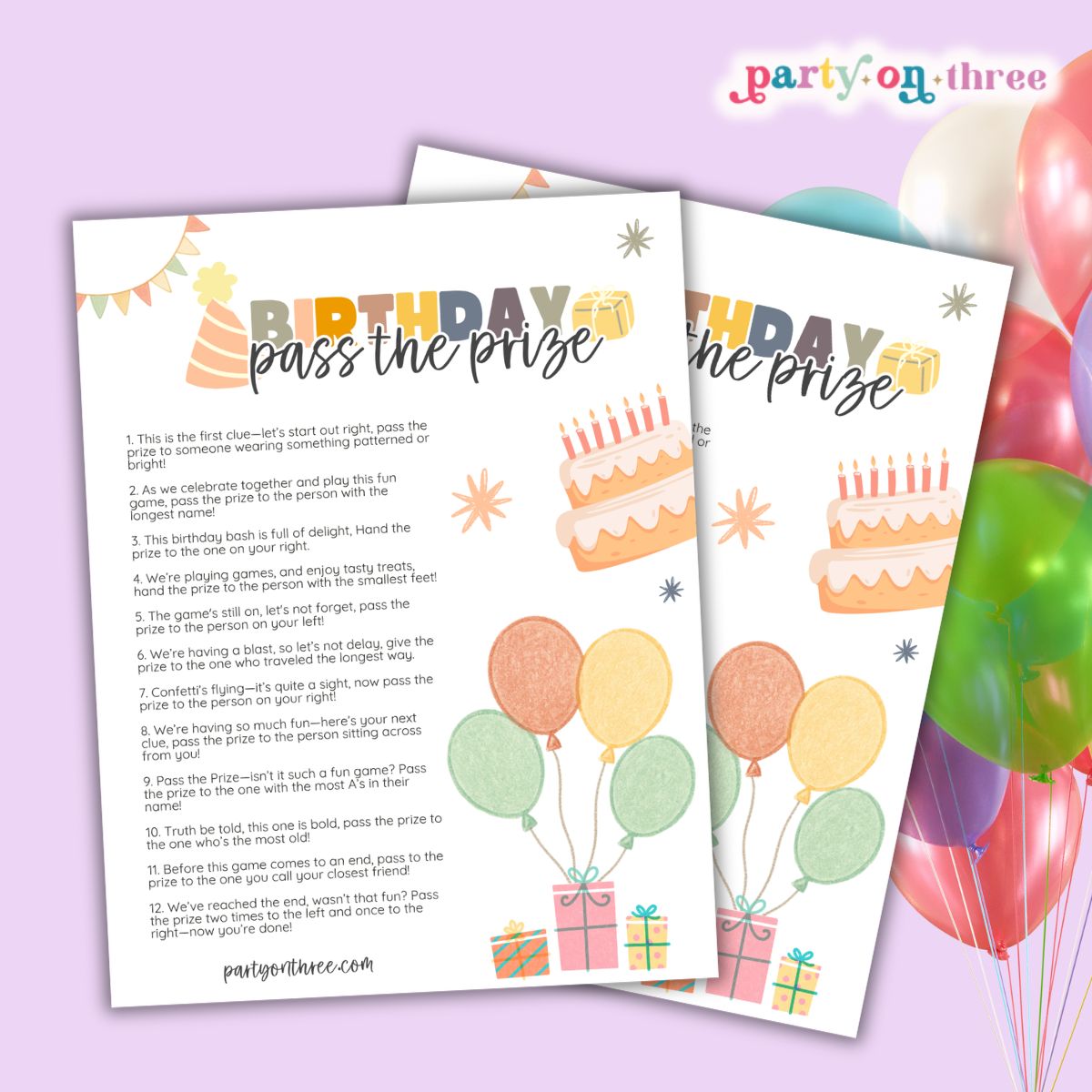 Pass the Prize Birthday Game (Free Printable)