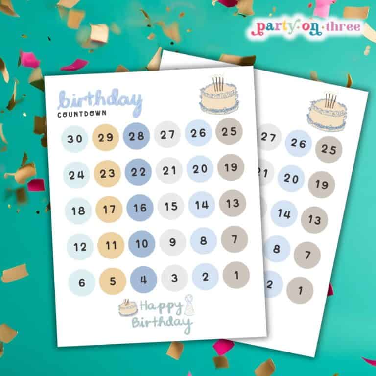 Free Birthday Boy 30 Day Countdown Printable